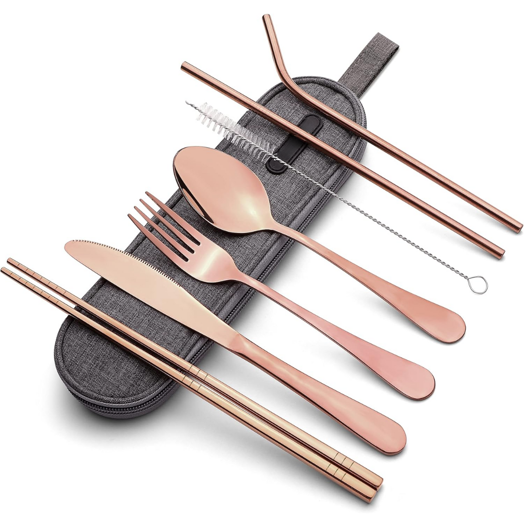 Compact Lightweight Stainless Steel Waterproof Case Travel Cutlery Set