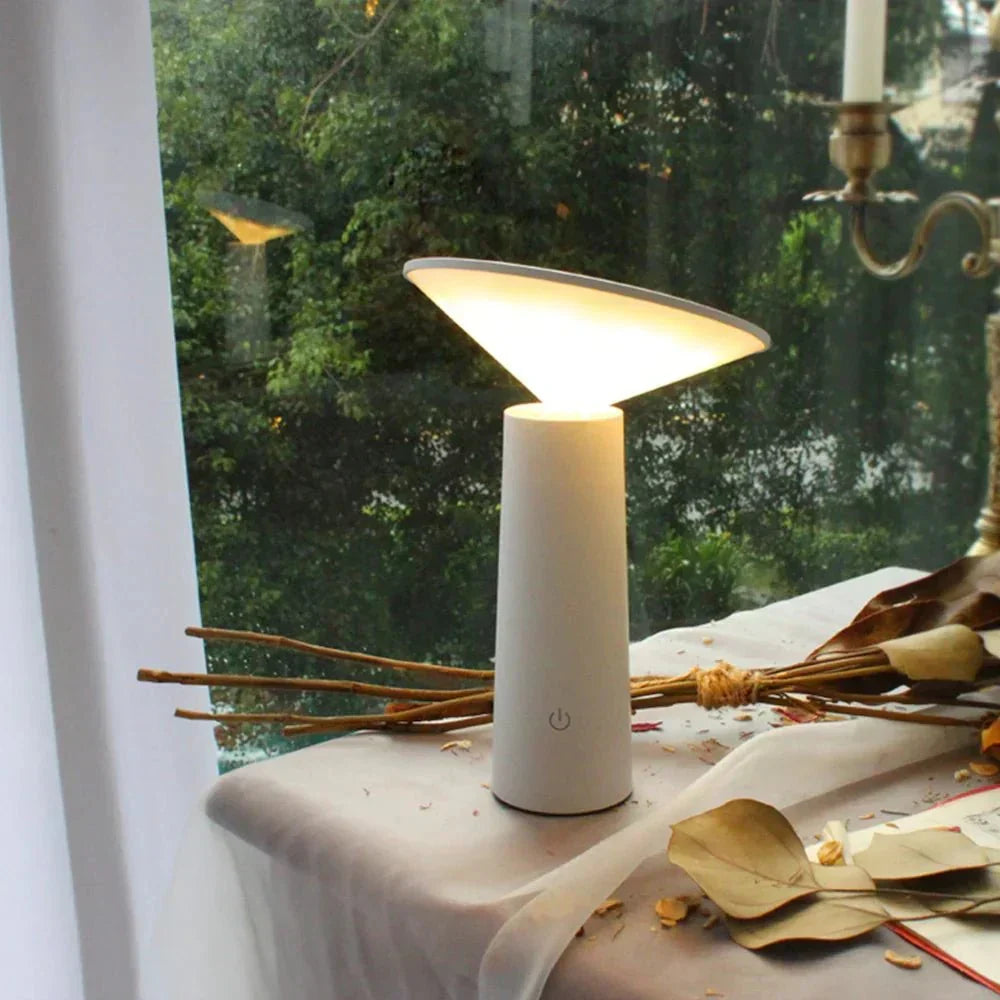 Sculptural Cone Silhouette Rechargeable Cordless Dimmable Table Lamp