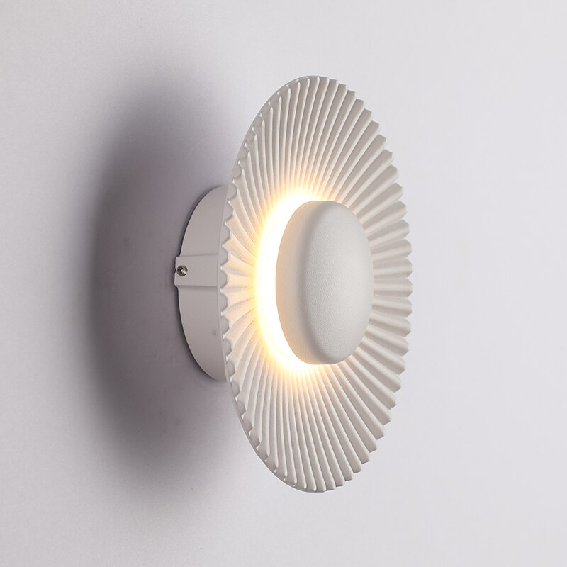 Sculptural Sunburst Textured Metallic Rays Modern Wall Light