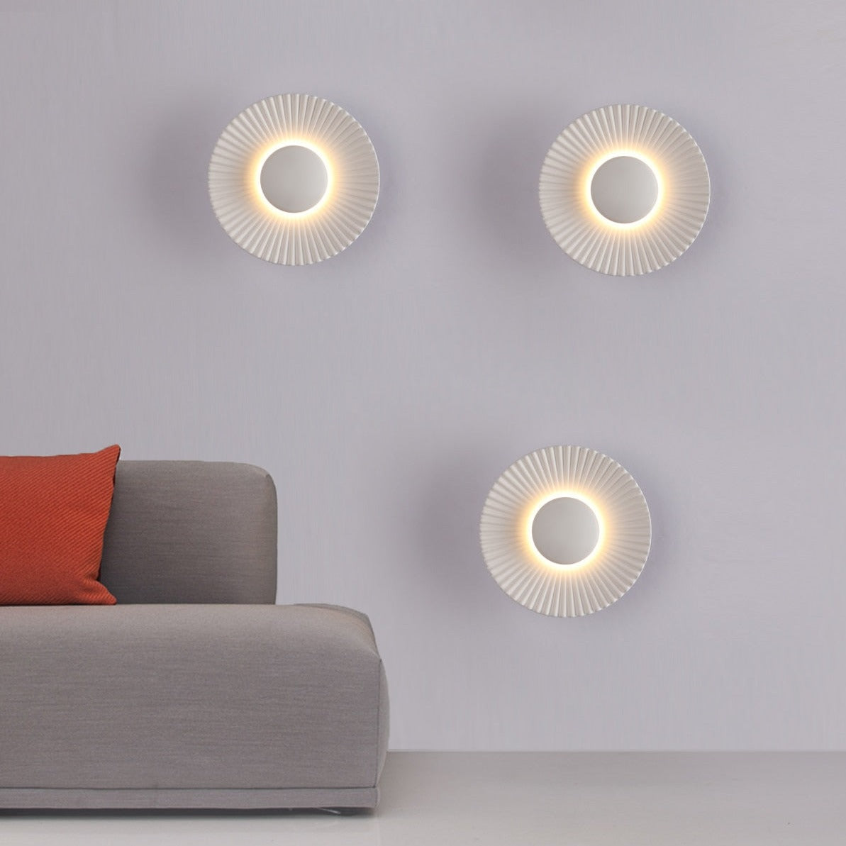 Sculptural Sunburst Textured Metallic Rays Modern Wall Light