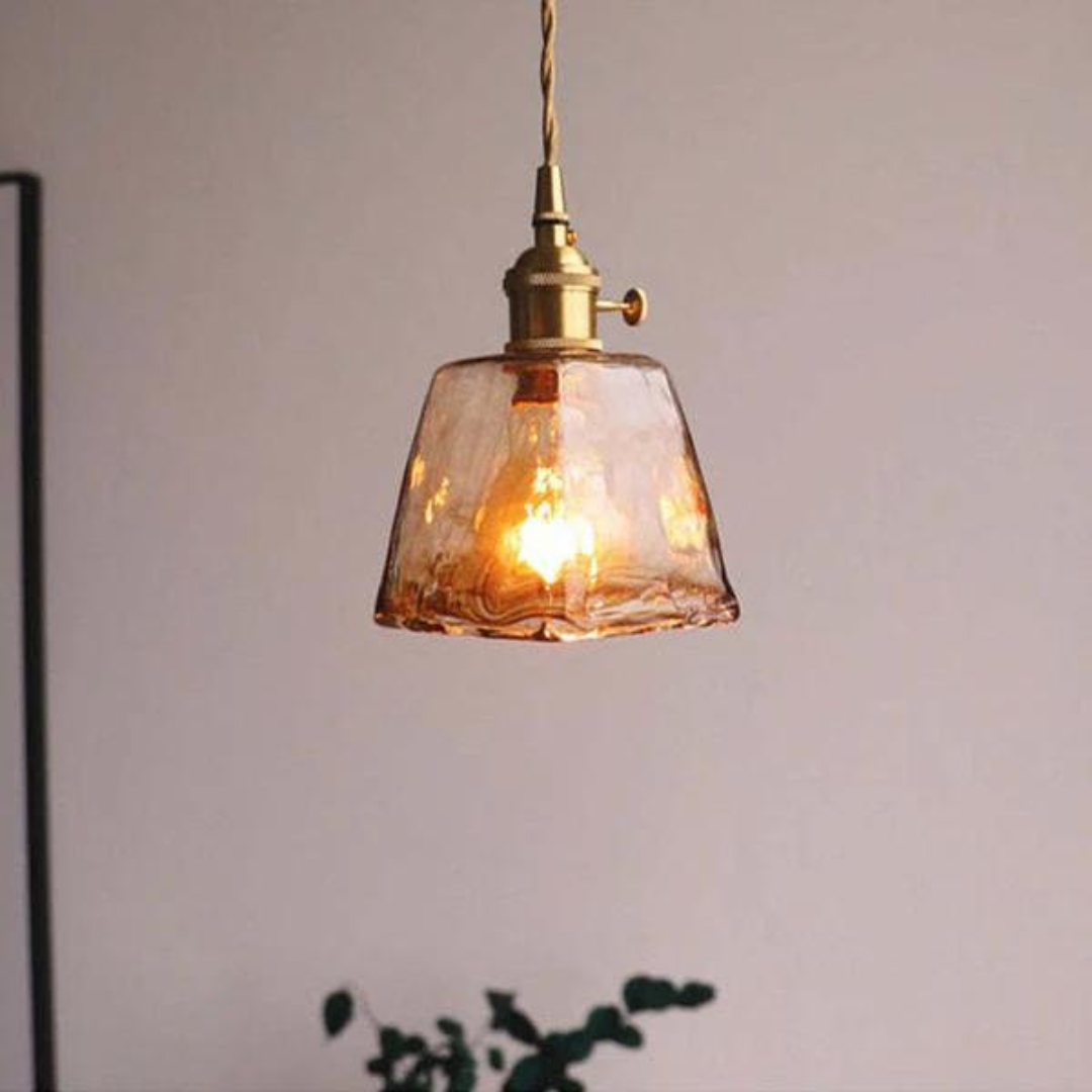 Retro Metal Glass Height Adjustable Hanging Pendant Light