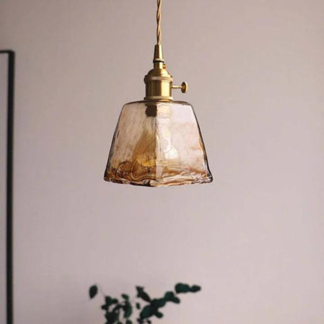 Retro Metal Glass Height Adjustable Hanging Pendant Light