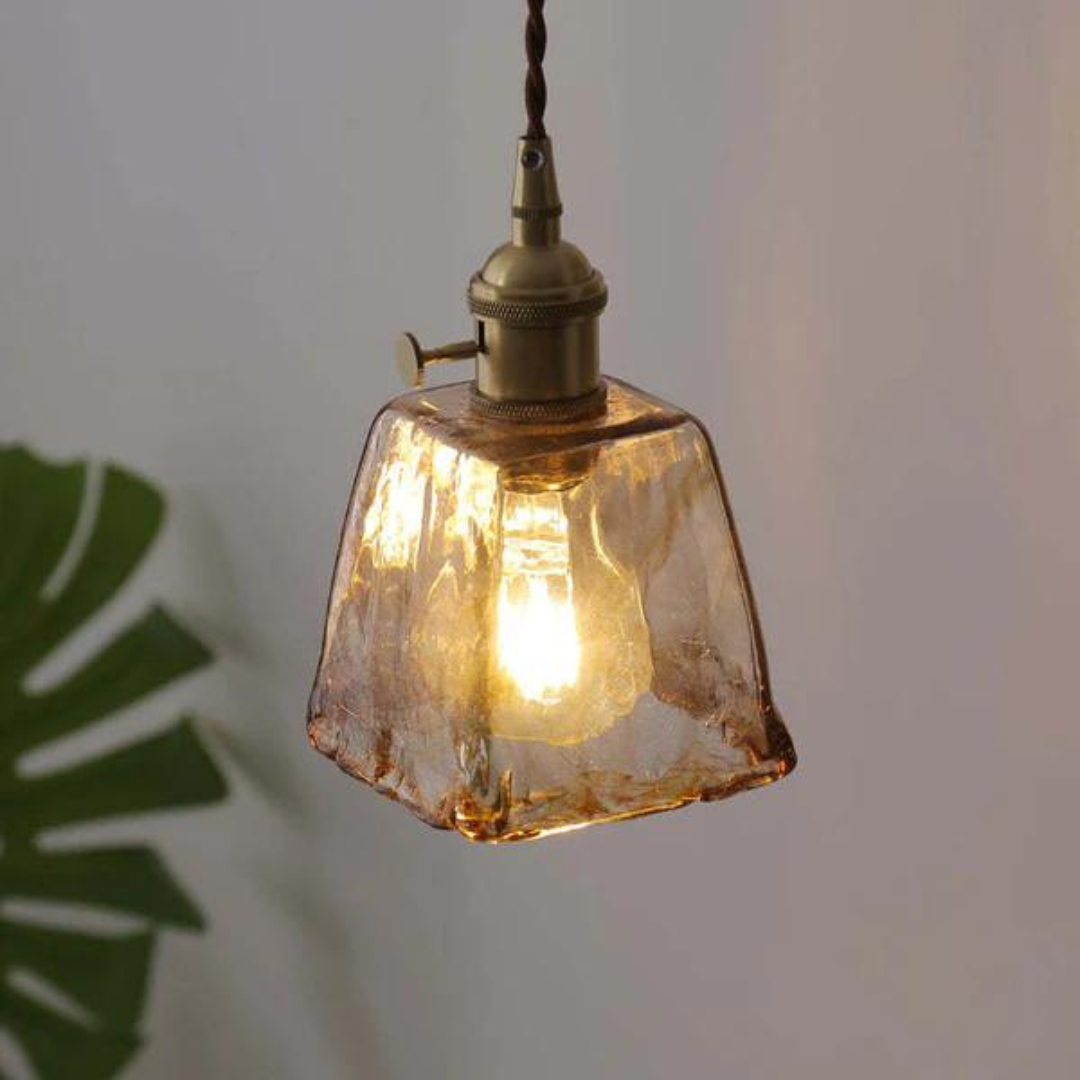 Retro Metal Glass Height Adjustable Hanging Pendant Light