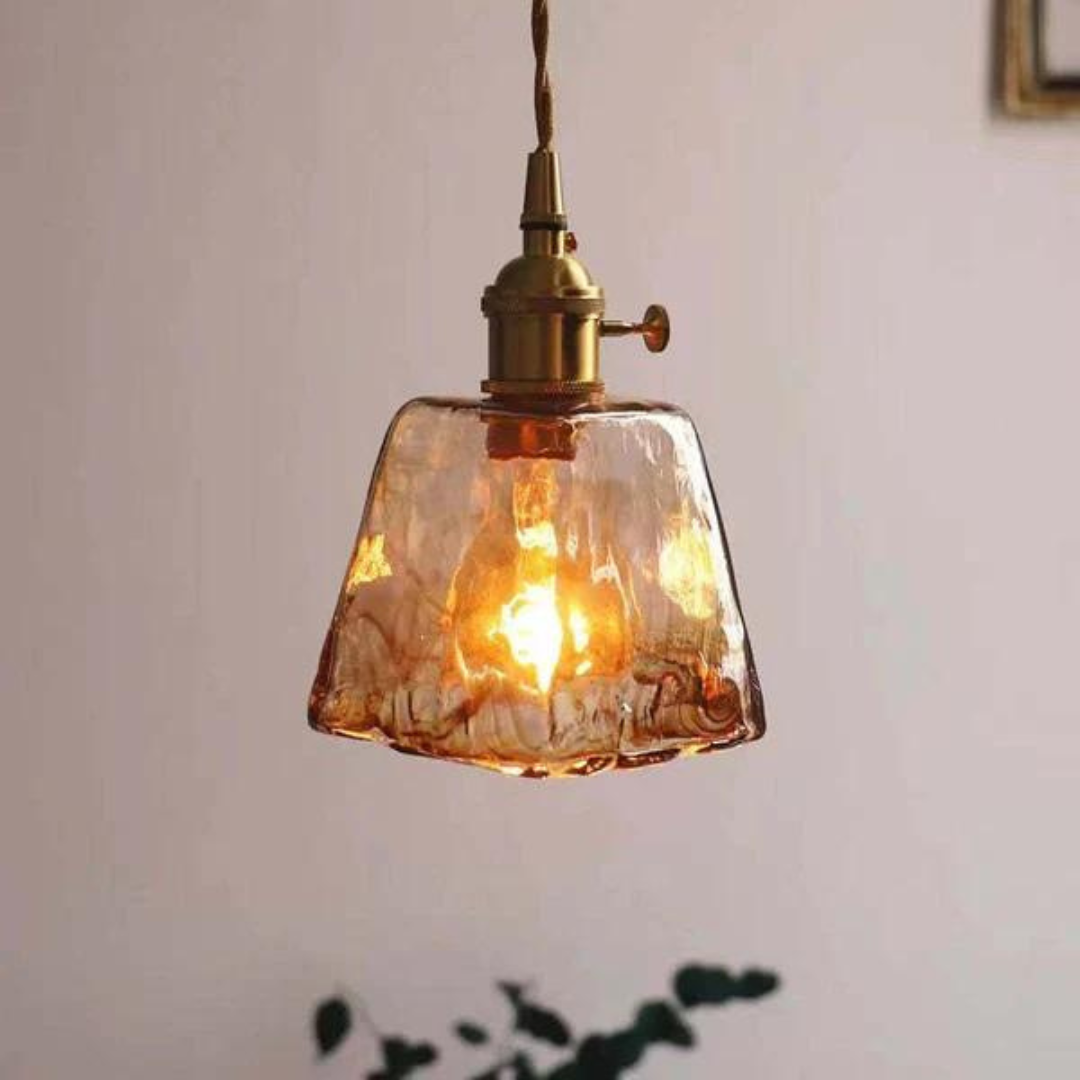 Retro Metal Glass Height Adjustable Hanging Pendant Light