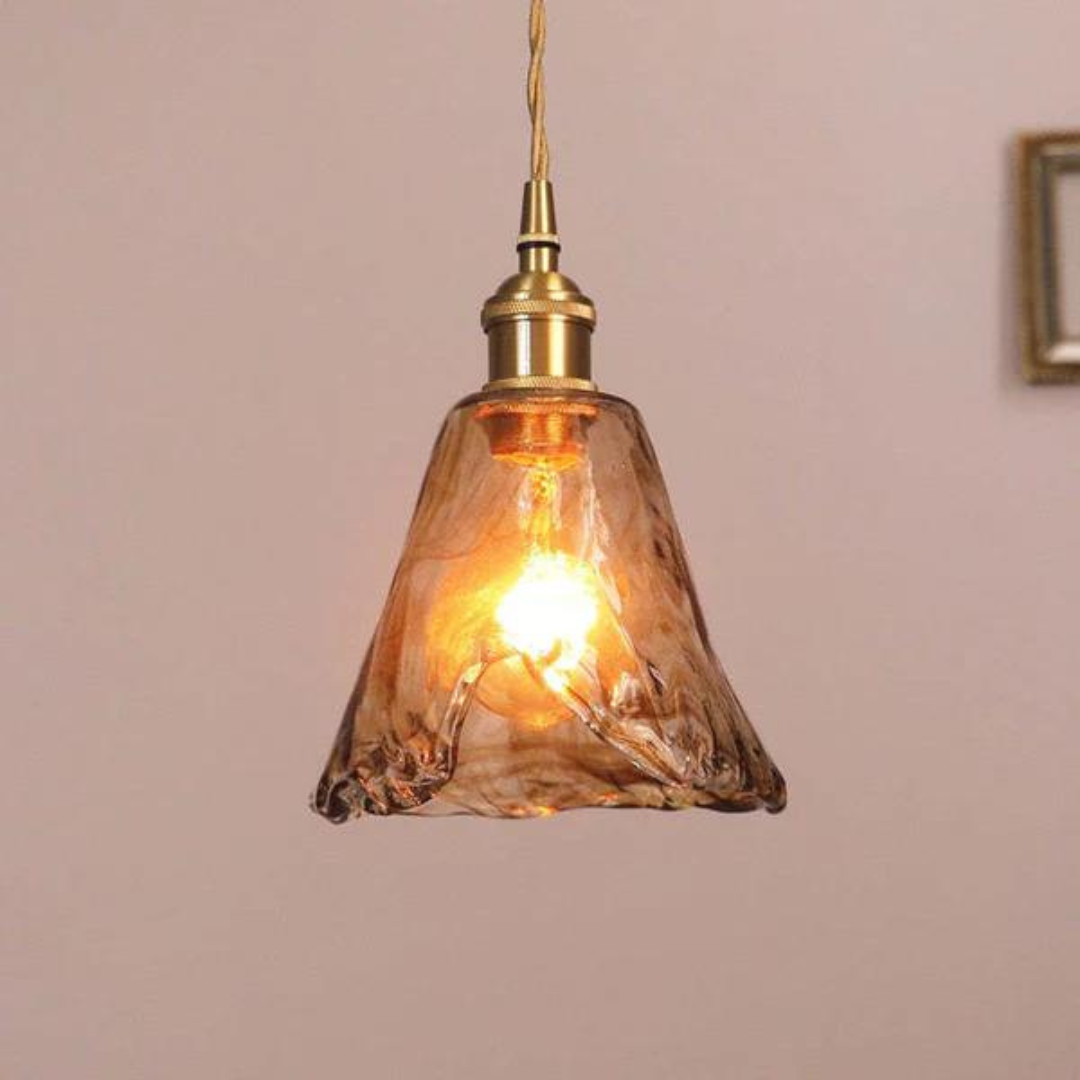 Retro Metal Glass Height Adjustable Hanging Pendant Light