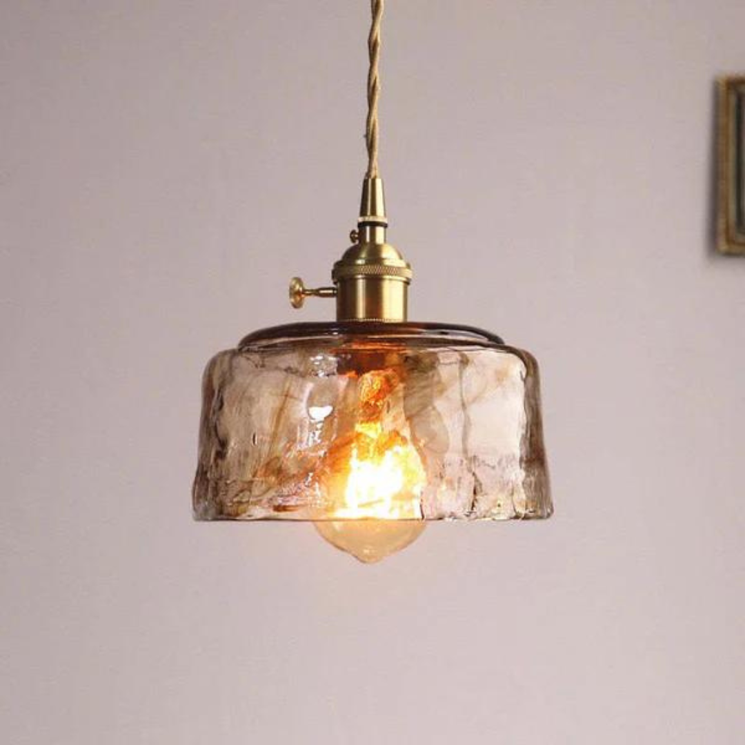 Retro Metal Glass Height Adjustable Hanging Pendant Light