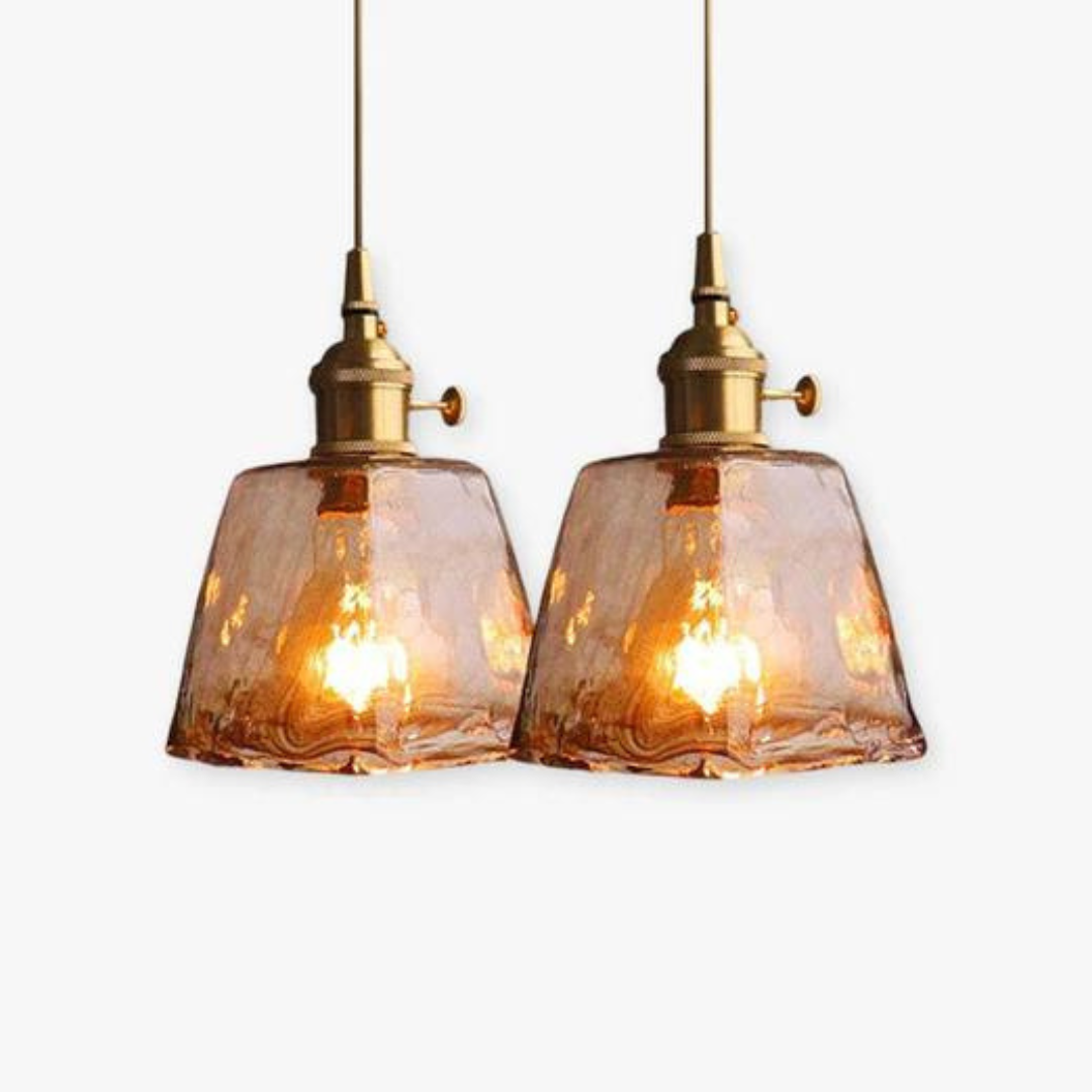 Retro Metal Glass Height Adjustable Hanging Pendant Light