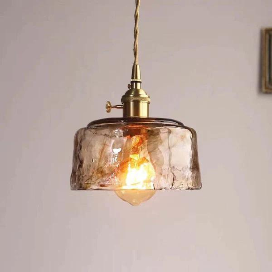 Retro Metal Glass Height Adjustable Hanging Pendant Light