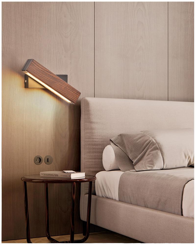 Rotatable Wooden Iron Adjustable Angle Wall Light