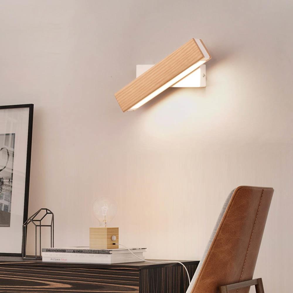 Rotatable Wooden Iron Adjustable Angle Wall Light
