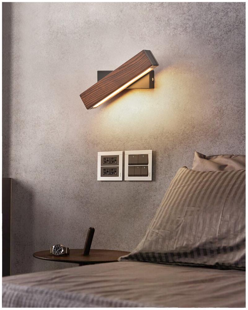 Rotatable Wooden Iron Adjustable Angle Wall Light