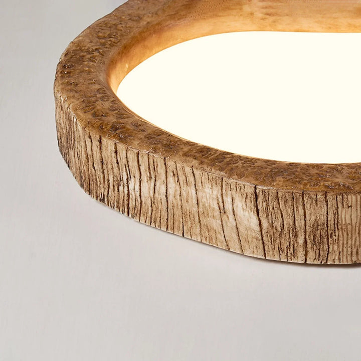Rustic Wood Grain Resin Flush Mount Ceiling Light