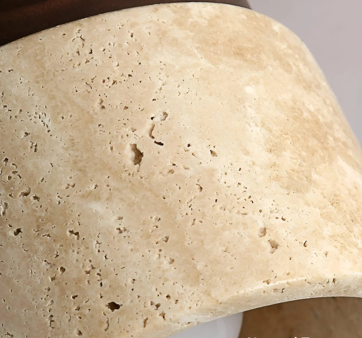 Rustic Wabi-Sabi Travertine And Wood Ceiling Light
