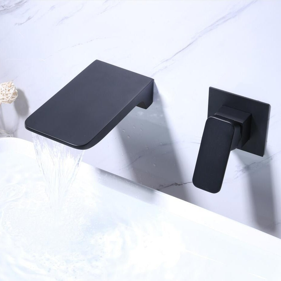 Minimalist Touchless Waterfall Spout Solid Wall Mounted Bathroom faucet