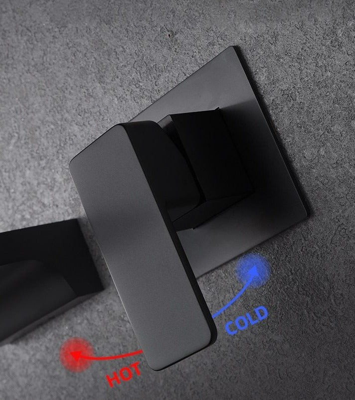 Minimalist Touchless Waterfall Spout Solid Wall Mounted Bathroom faucet