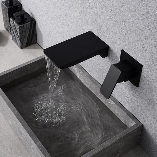 Minimalist Touchless Waterfall Spout Solid Wall Mounted Bathroom faucet