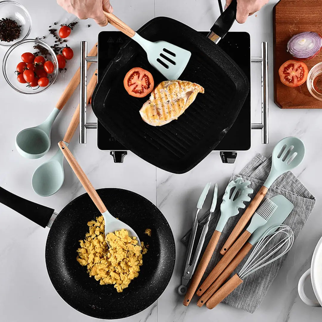Heat Resistant Ergonomic Silicone Kitchen Utensil Set