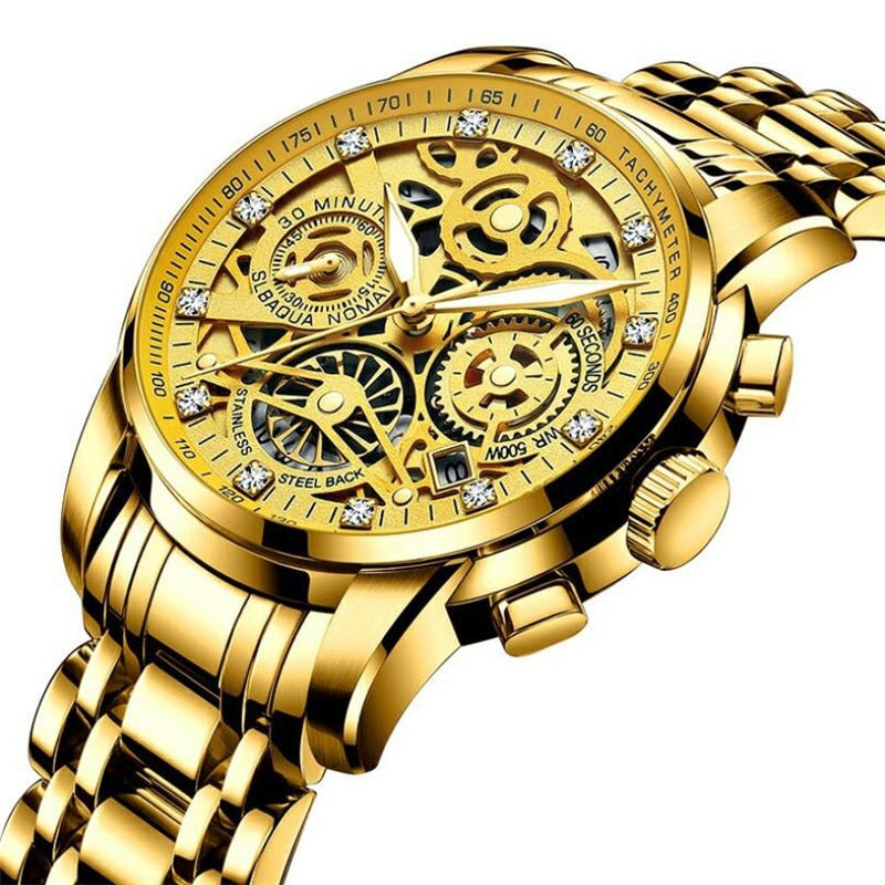 Transparent Skeleton Dial Stainless Steel Automatic Mechanical Men's Watch