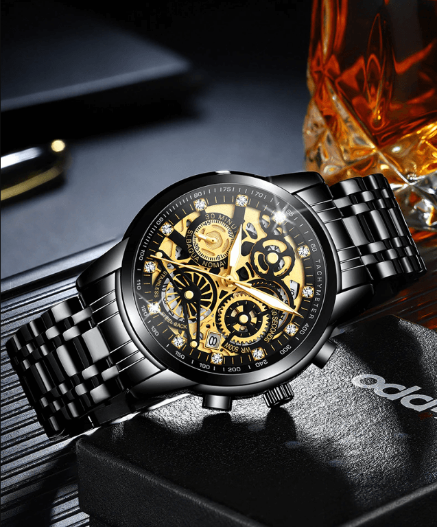 Transparent Skeleton Dial Stainless Steel Automatic Mechanical Men's Watch
