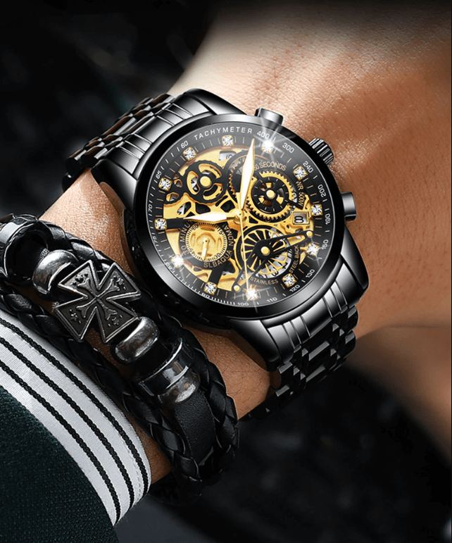 Transparent Skeleton Dial Stainless Steel Automatic Mechanical Men's Watch