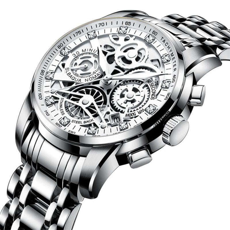 Transparent Skeleton Dial Stainless Steel Automatic Mechanical Men's Watch
