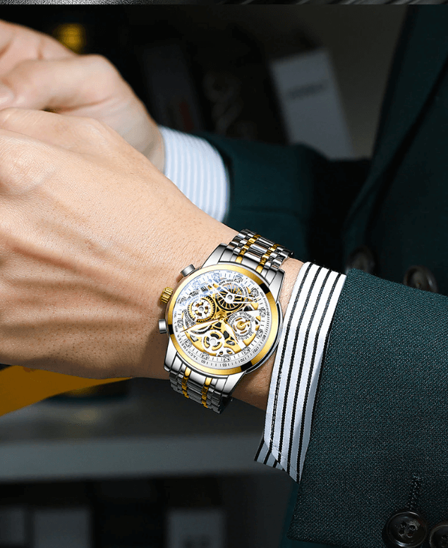 Transparent Skeleton Dial Stainless Steel Automatic Mechanical Men's Watch