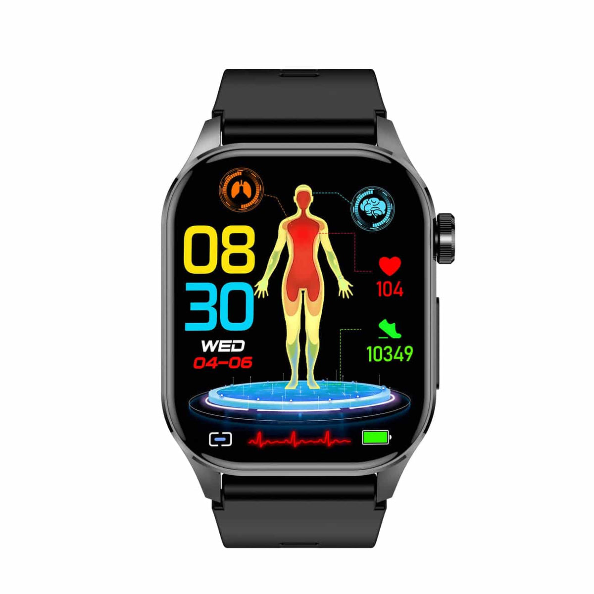 Compact Touchscreen Health Monitoring Smartwatch With ECG Blood Pressure Tracking