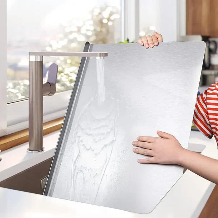 Non-Slip Raised Edge Stainless Steel Cutting Board