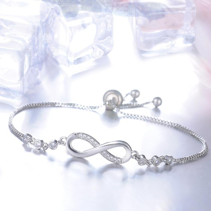 Minimalist Silver Infinity Symbol Adjustable Handcrafted Chain Bracelet