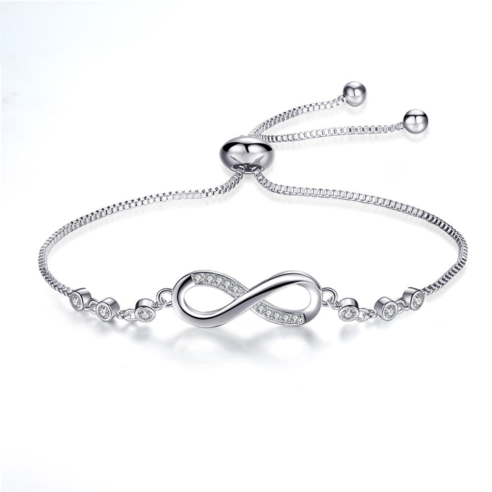 Minimalist Silver Infinity Symbol Adjustable Handcrafted Chain Bracelet