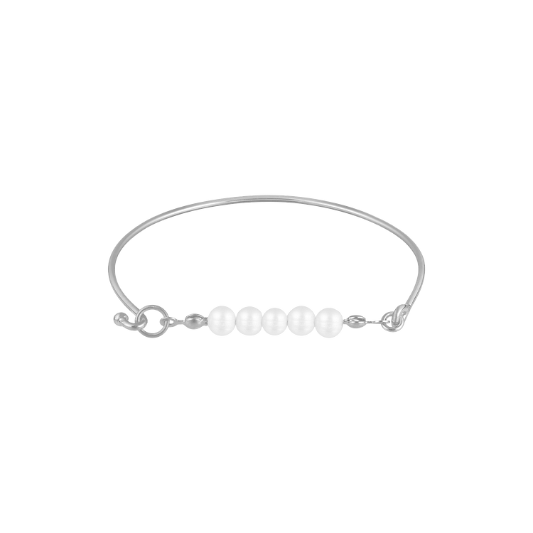 Classic Silver Delicate Pearl Charm Bracelet