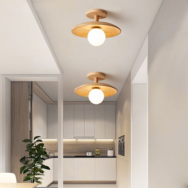 Minimalist Japanese Wood Iron Acrylic Ceiling Light