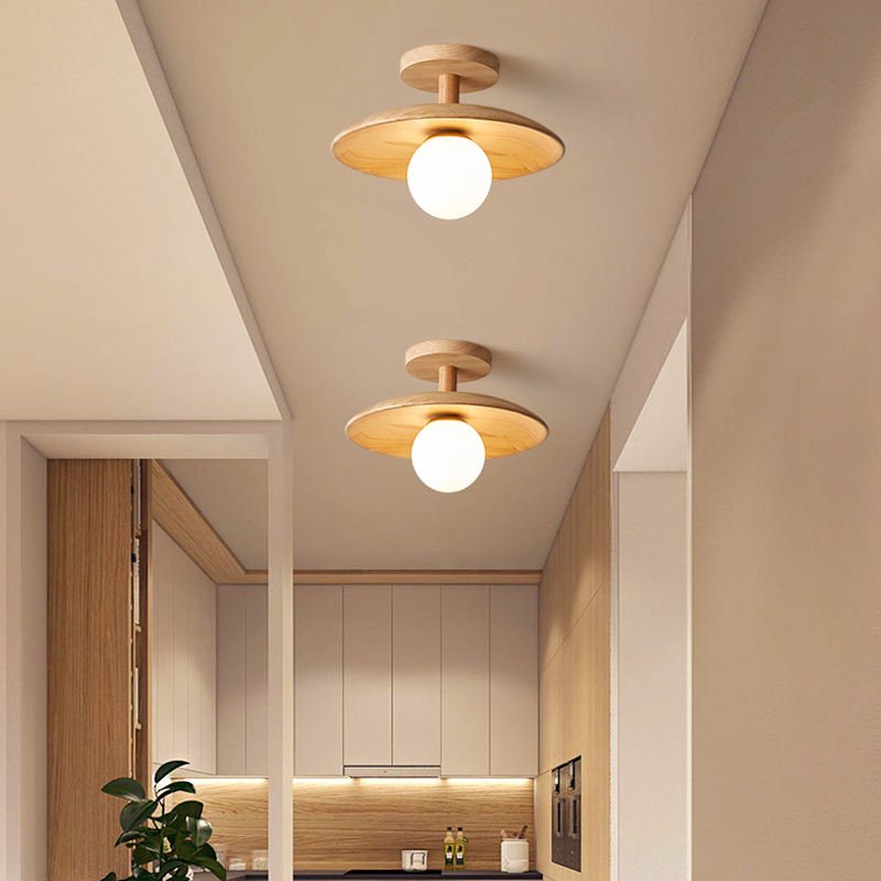 Minimalist Japanese Wood Iron Acrylic Ceiling Light