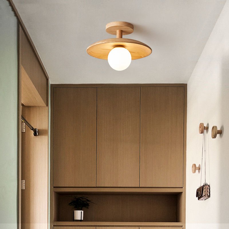 Minimalist Japanese Wood Iron Acrylic Ceiling Light