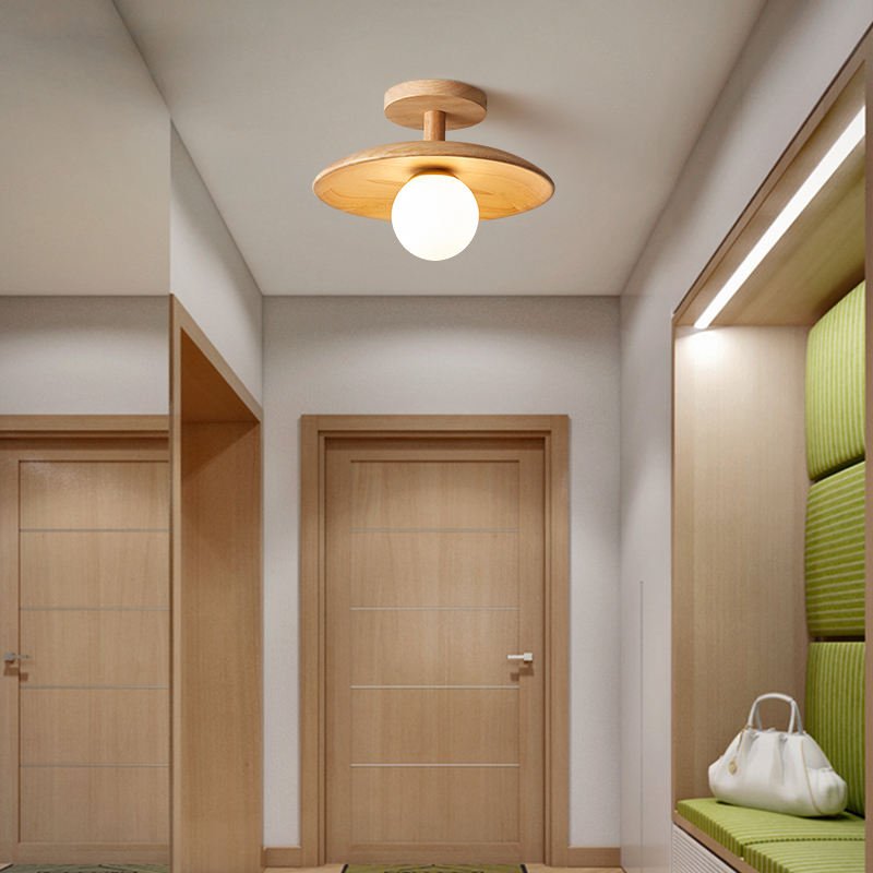 Minimalist Japanese Wood Iron Acrylic Ceiling Light