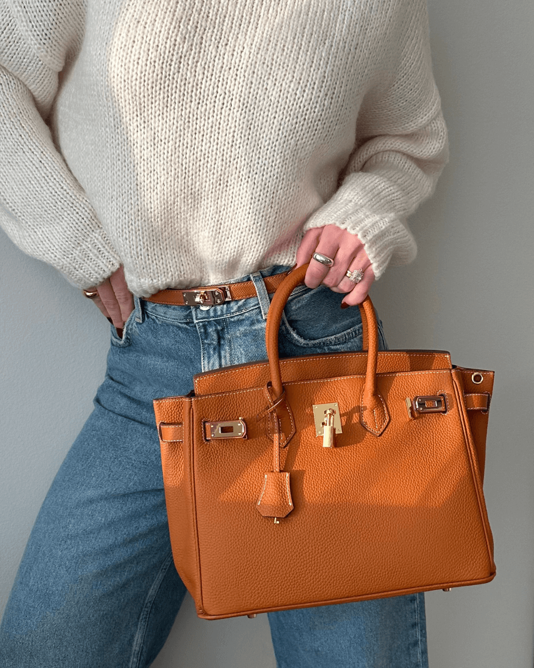 Structured Vegan Leather Multi Pocket Everyday Handbag