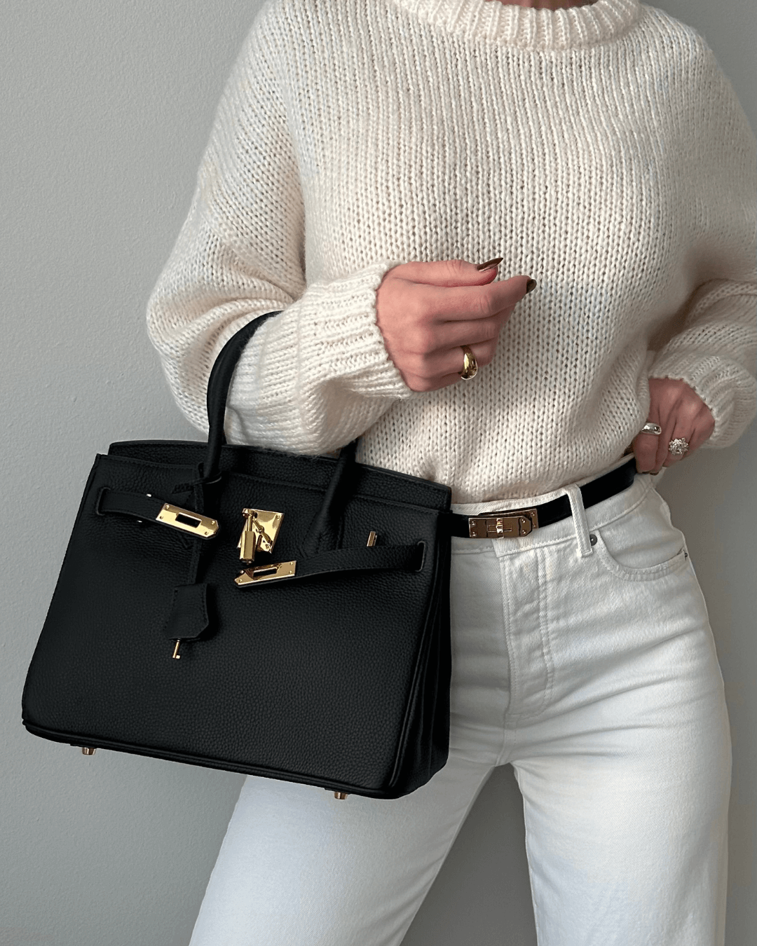 Structured Vegan Leather Multi Pocket Everyday Handbag