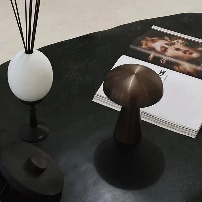 Mushroom Shaped Iron Acrylic Dimmable Cordless Table Lamp