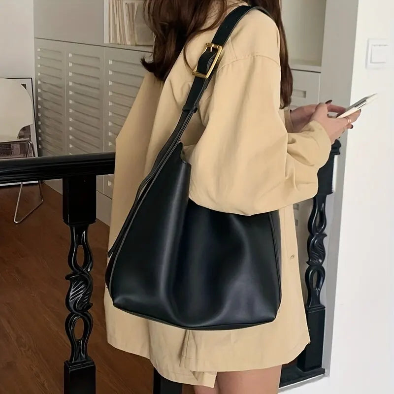 Versatile Synthetic Leather Spacious Adjustable Strap Everyday Shoulder Bag