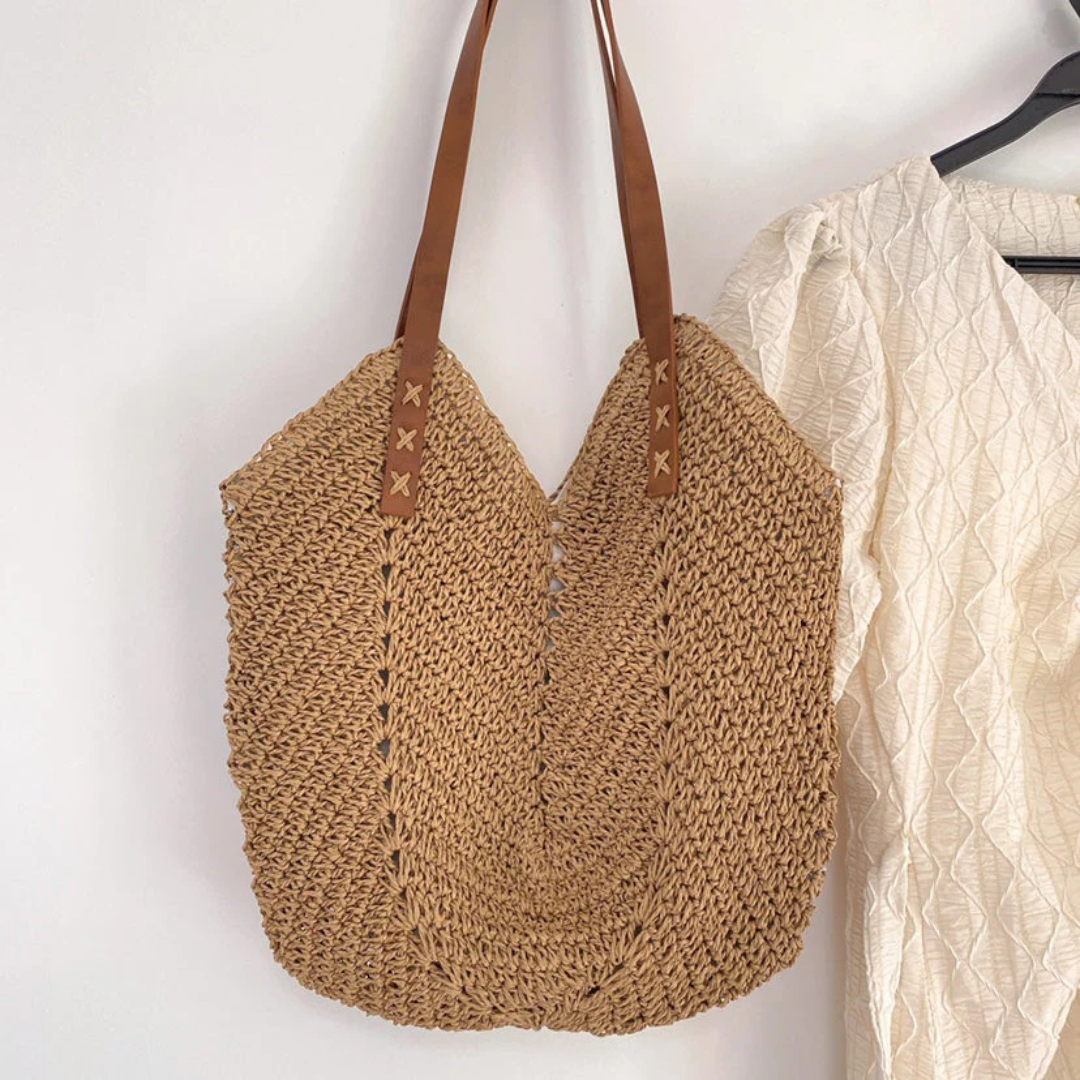 Woven Casual Adjustable Strap Spacious Shoulder Bag for Women