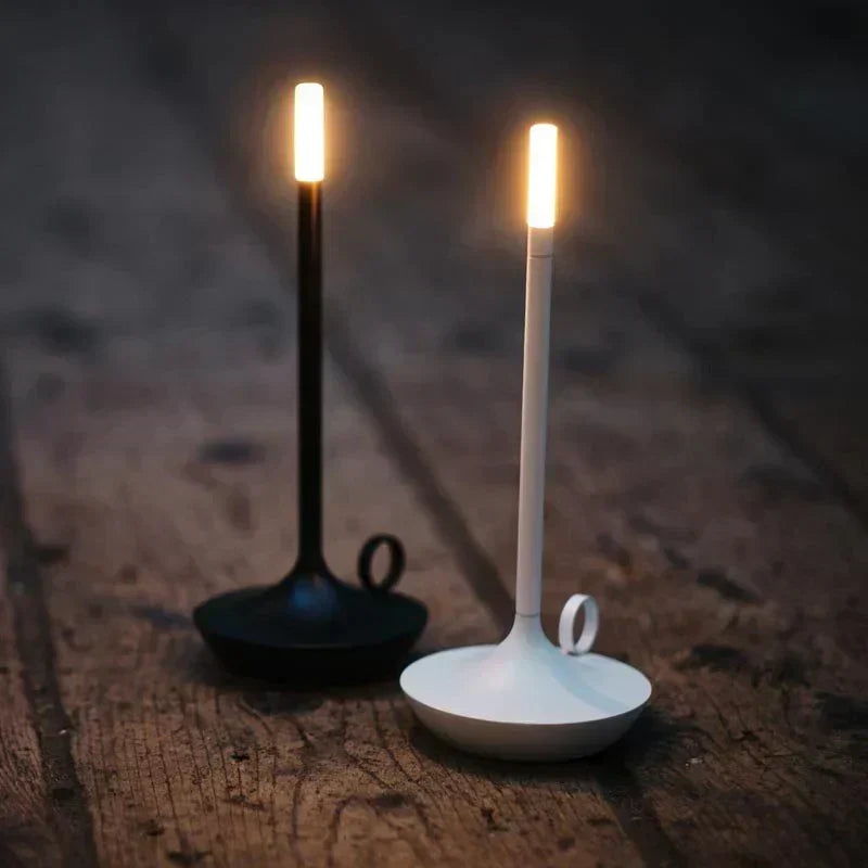 Sleek Candle Shaped Aluminum Rechargeable Dimmable Table Lamp