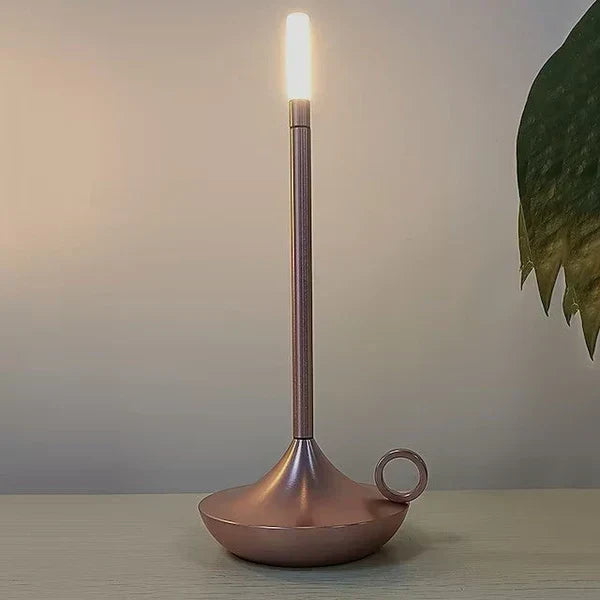 Sleek Candle Shaped Aluminum Rechargeable Dimmable Table Lamp