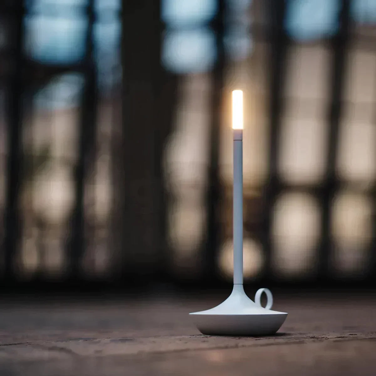 Sleek Candle Shaped Aluminum Rechargeable Dimmable Table Lamp