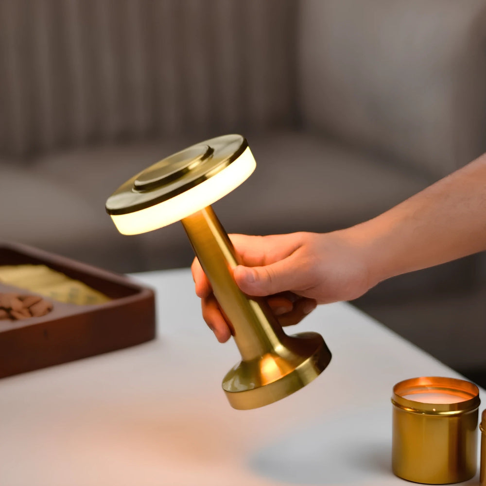 Sleek Portable Metal Dimmable Rechargeable Cordless Table Lamp