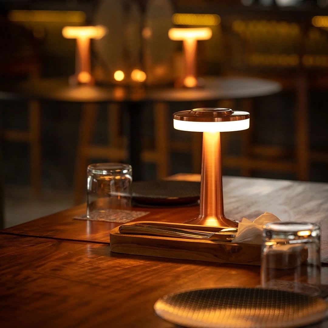 Sleek Portable Metal Dimmable Rechargeable Cordless Table Lamp