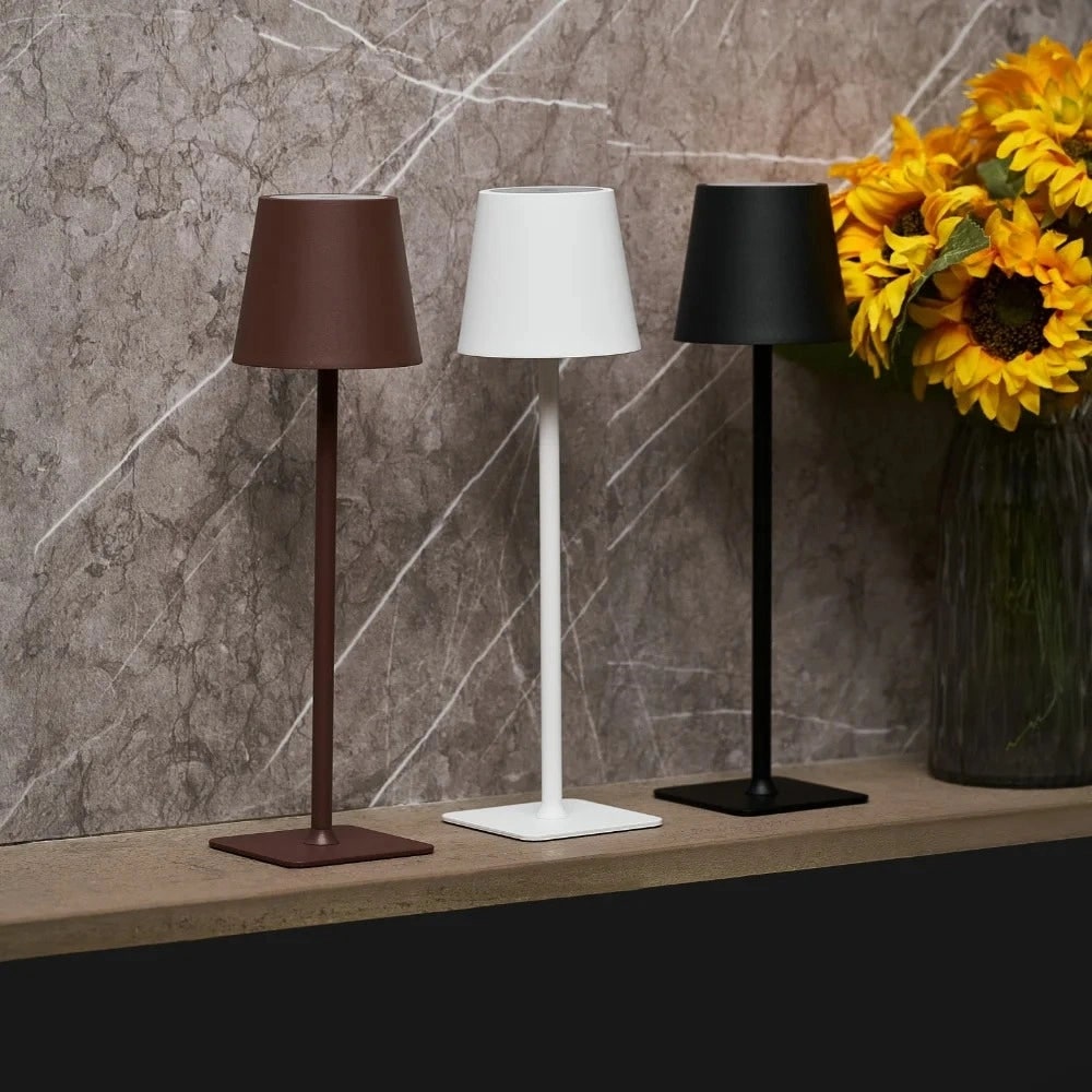 Slim Modern Metal Waterproof Cordless Rechargeable Touch Dimmable Table Lamp