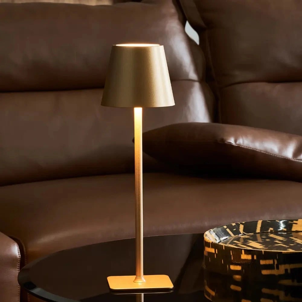 Slim Modern Metal Waterproof Cordless Rechargeable Touch Dimmable Table Lamp