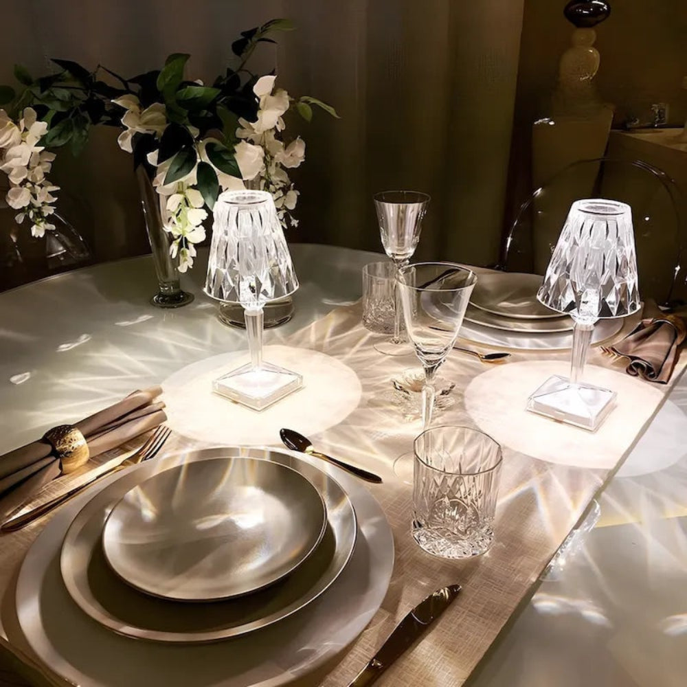Sparkling Crystal Cordless Touch Dimmable Rechargeable Table Lamp