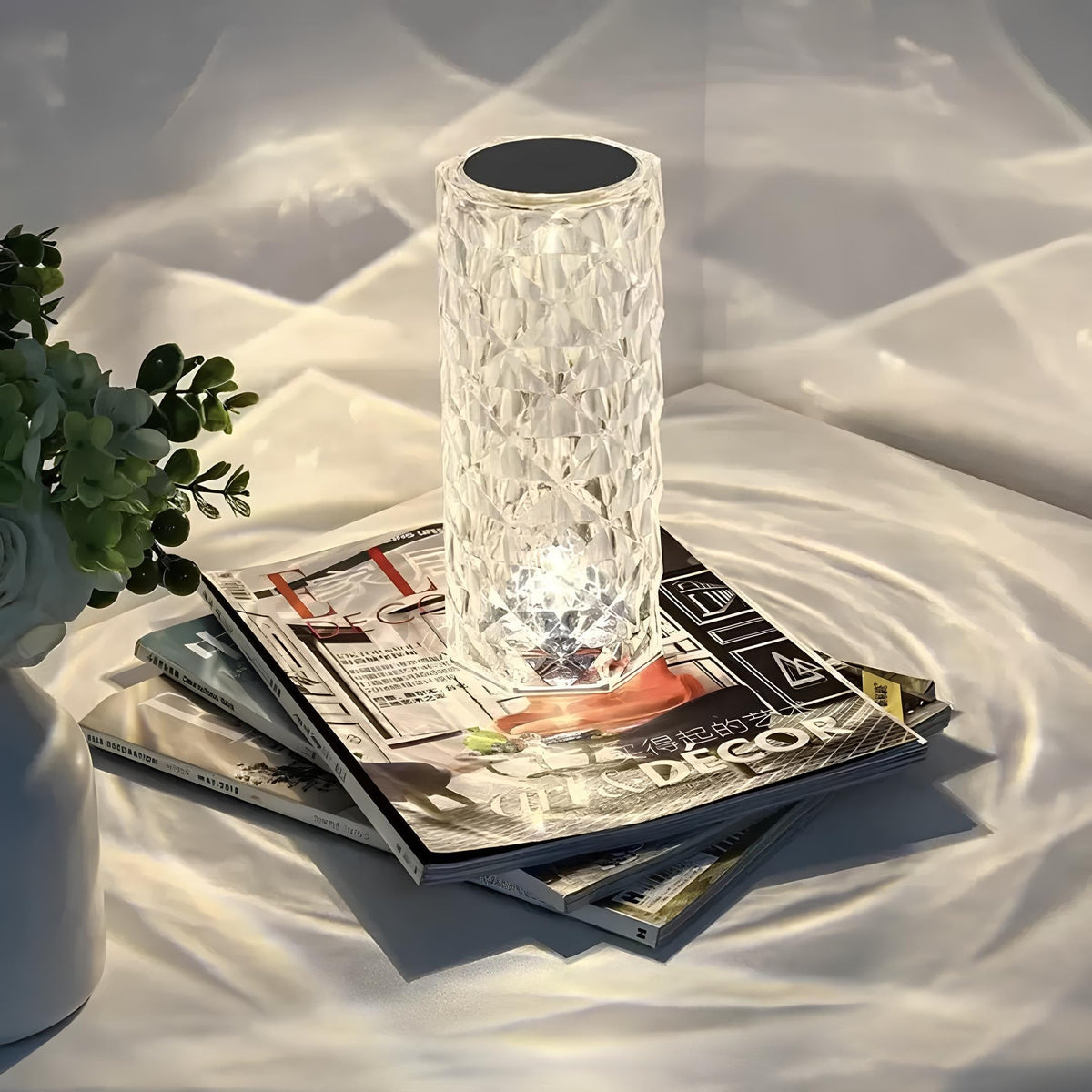 Crystal Sparkle Touch Control Dimmable Rechargeable Mood Table Lamp