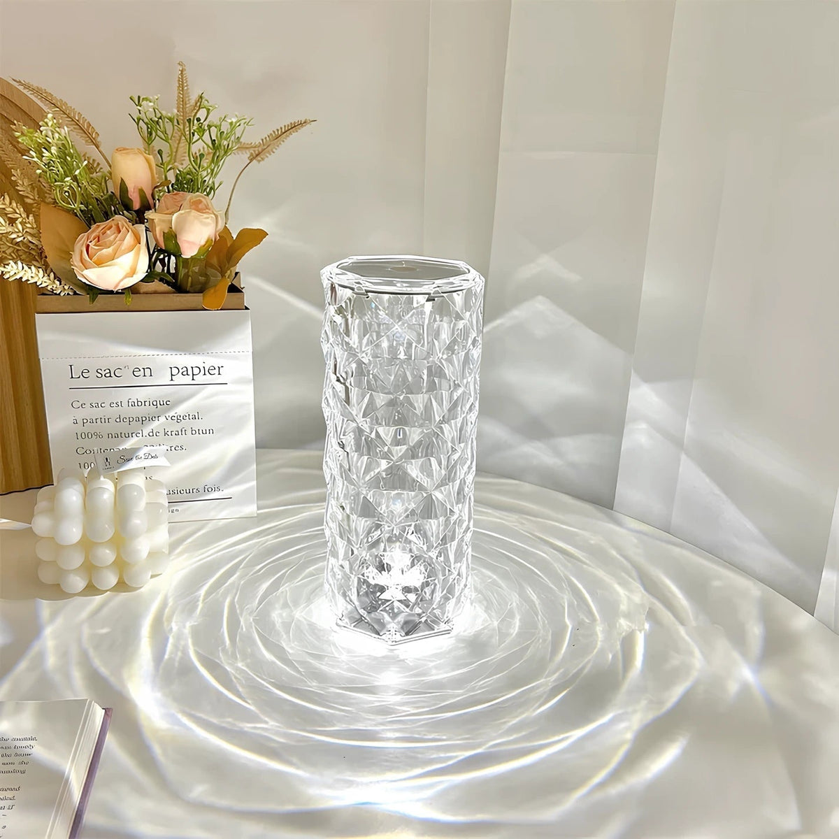 Crystal Sparkle Touch Control Dimmable Rechargeable Mood Table Lamp